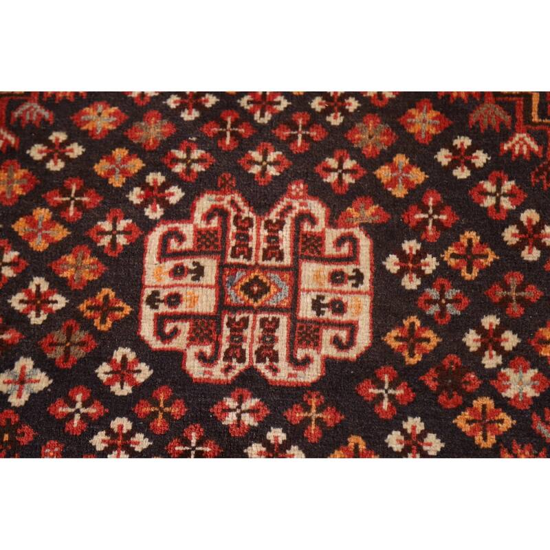 Geometric Red Shiraz Persian Vintage Area Rug Hand-knotted Wool Carpet - 5'0"x 8'5"