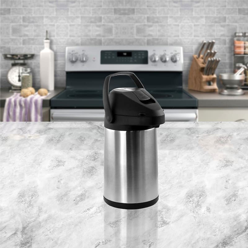 MegaChef 3 Quart Stainless Steel Airpot, Hot Water Dispenser for Coffee and Tea