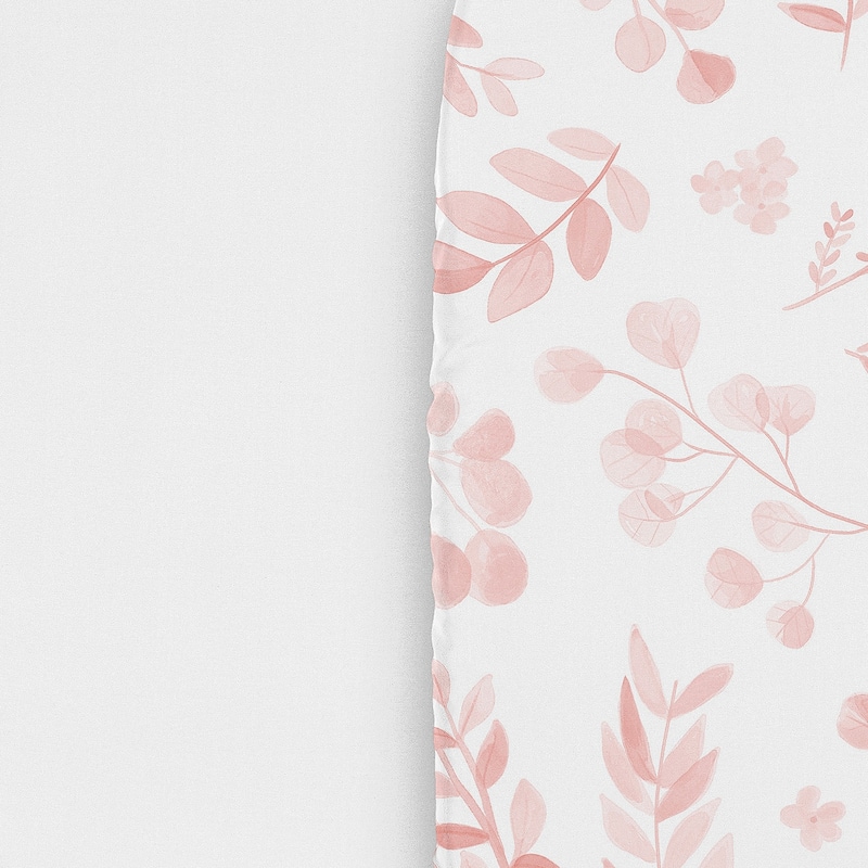 Sweet Jojo Designs Boho Floral Leaf Girl 2 Pack Baby Bassinet Fitted Sheets White and Pink Chic Bohemian Watercolor Botanical