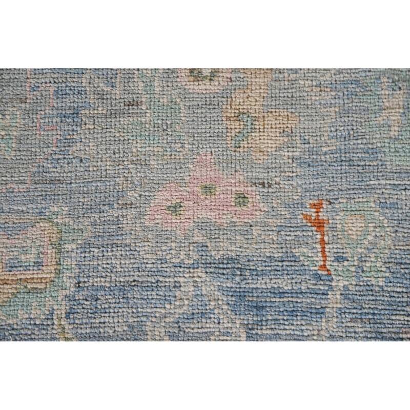 Hand Knotted Oriental 100% Wool Carpet Transitional All-Over Navy Blue & Blues Oushak Runner Rug - 9' 11'' X 2' 8''