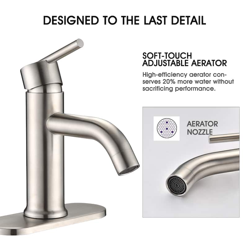 BATHLET Modern Single Handle Bathroom Faucet with Deck Plate