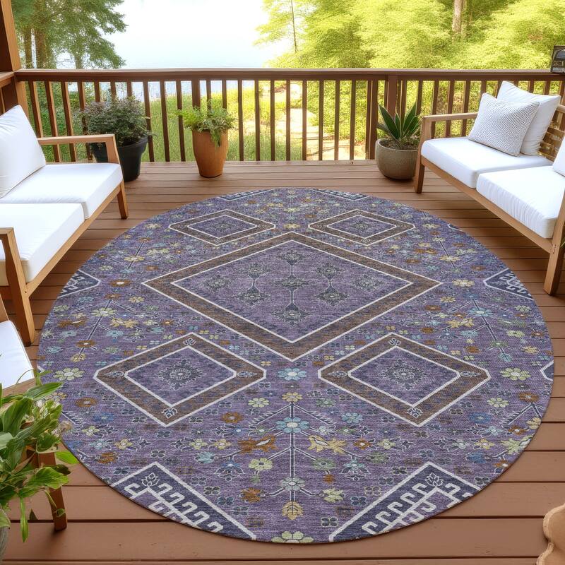 Machine Washable Indoor/ Outdoor Boho Milli Chantille Rug - Plum - 8' x 8'