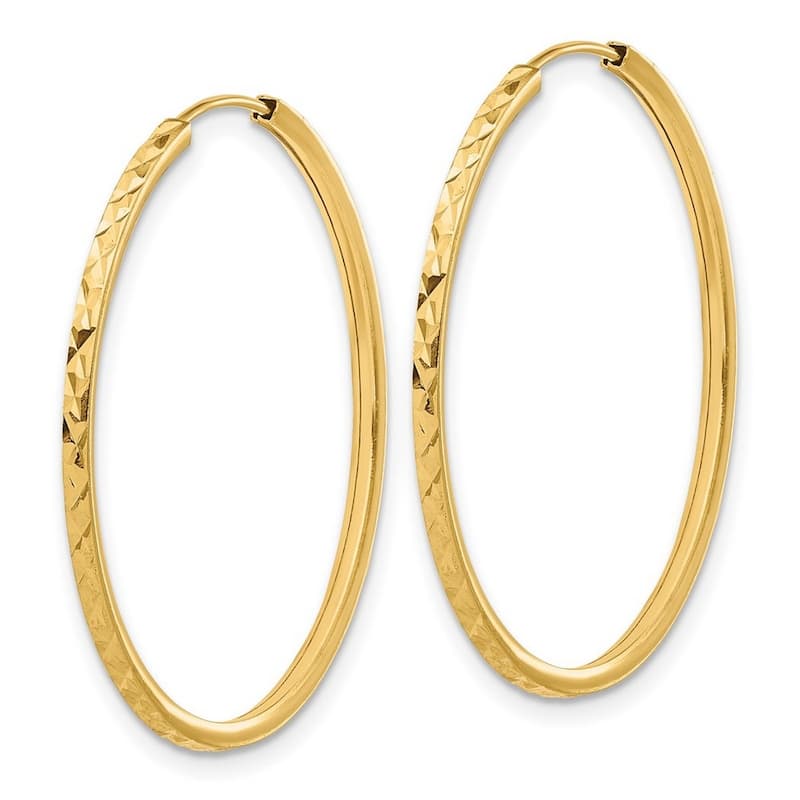 Curata 14k Yellow Gold Sparkle Cut Endless Hoop Earrings - 32.6x33mm