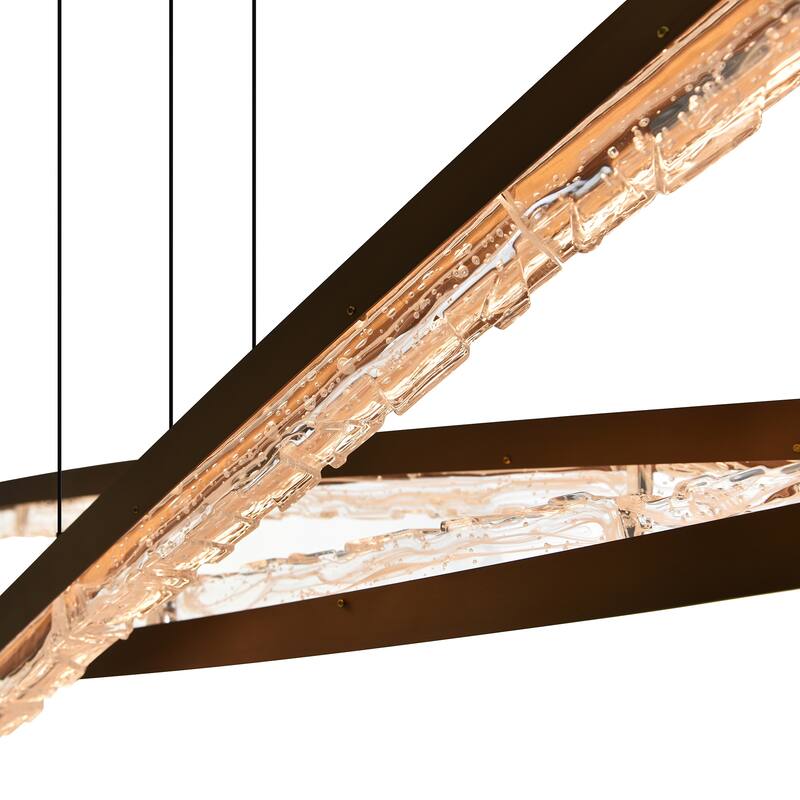 Saber Integrated LED 70in Brass Chandelier with Handcrafted Glass