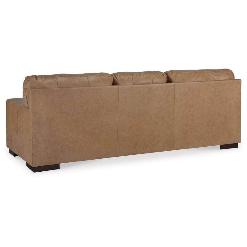 Aida 96 Inch Sofa, Oversized Attached Back Cushions, Plush Brown Leather