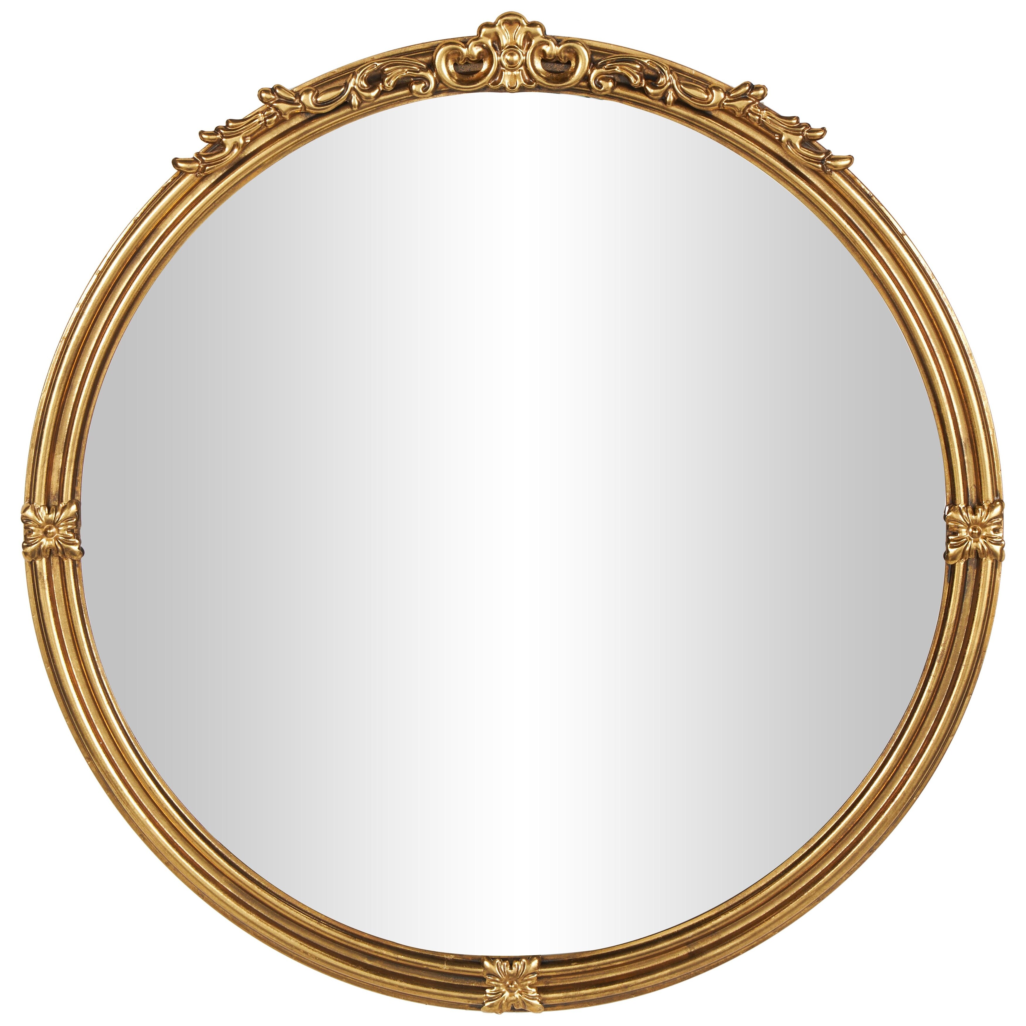 Metal Scroll Layered Frame Room Wall Mirror with Floral Accents - Gold - Roche River Decor