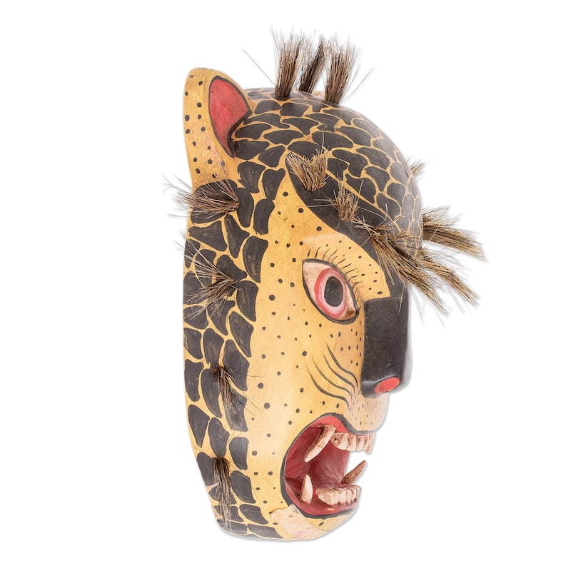 Novica Handmade Powerful Jaguar Wood Mask