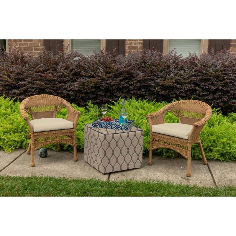 Sunbrella Solid Fabric 1-Piece Indoor/Outdoor Wicker Seat Pad Cushion, 19.5"W x 19.5"L
