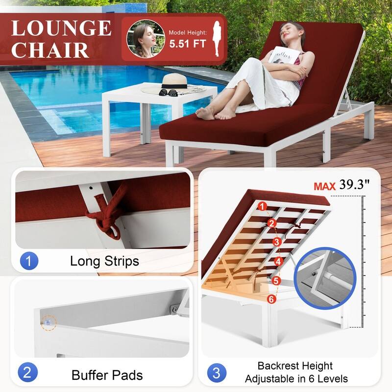 FINCATI White Aluminum Modern Patio Furniture Sectional Sofa Set with Cushion