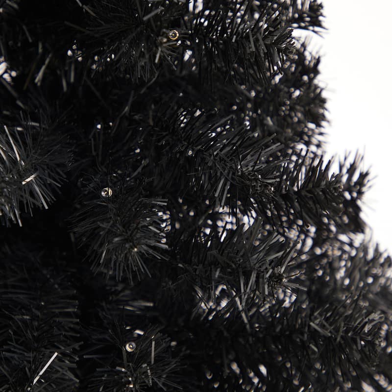3ft. Black Artificial Christmas Tree with 50 LED Lights & 118 Branches - Modern Festive Holiday X-Mas Accent