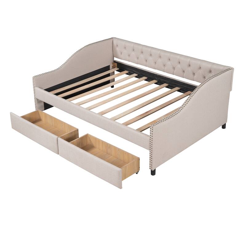 Upholstered daybed with Two Drawers