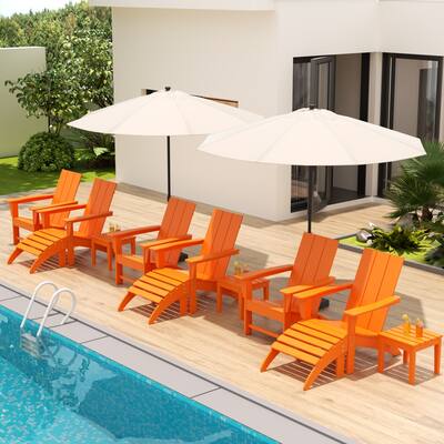 Shoreside Modern 12-Piece Folding Adirondack Chair With Ottoman And Side Table