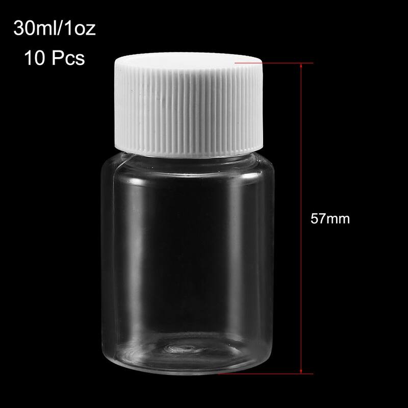 Plastic Lab Chemical Reagent Bottle 200ml Sample Sealing Liquid Container 10pcs - White, transparent - 30ml/1oz