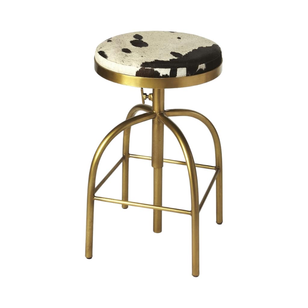 Leather Swivel Bar Stool with Gold Frame Adjustable Height - 16.5” x 16.5” x 26” (D x W x H)