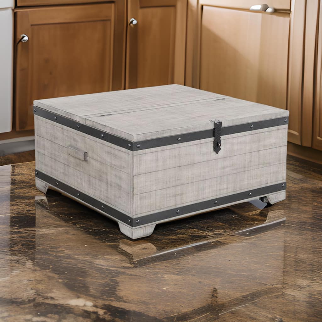 Nelly Square Coffee Table w Casters, Lift Top, Gray Mahogany Wood