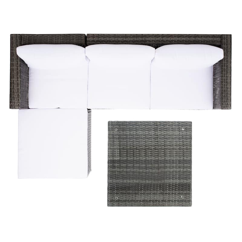 SAFAVIEH Outdoor Patio Furniture Lainey 3-Piece Sectional Conversation Set - 51W x 26D x 27H