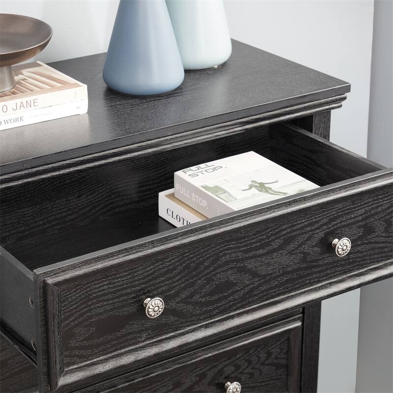 Modern 5 Drawers Dresser with Metal Handles and Metal Slide Rails