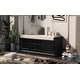 preview thumbnail 11 of 48, Storage Bench with 2 Drawers and 2 Cabinets, Shoe Bench with Removable Cushion for Living Room Black