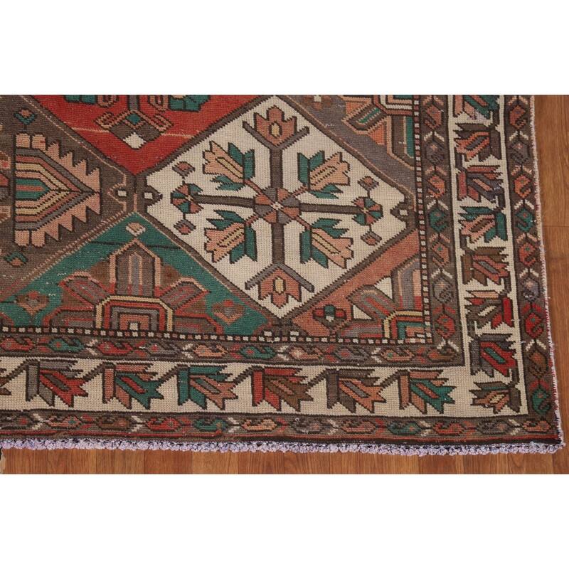 Distressed Bakhtiari Persian Vintage Area Rug Hand-Knotted Wool Carpet - 7'1"x 10'3"