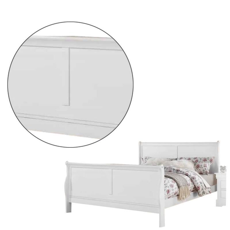 Sleigh Design Full Size Bed with Sleek Legs, White