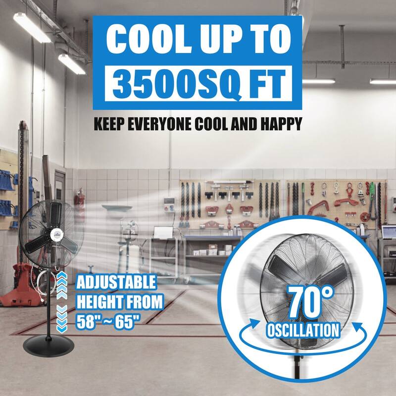 iLIVING 30" Pedestal Outdoor Oscillating Fan with Misting Kit 8400 CFM