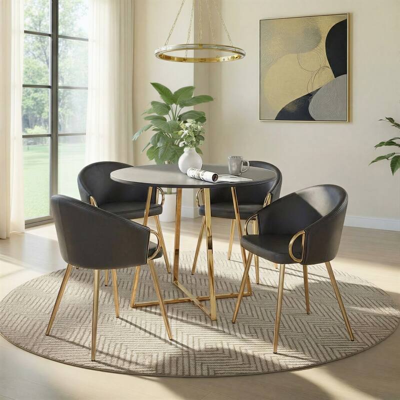Silver Orchid Pugo-Battista Gold 5-Piece Dining Set