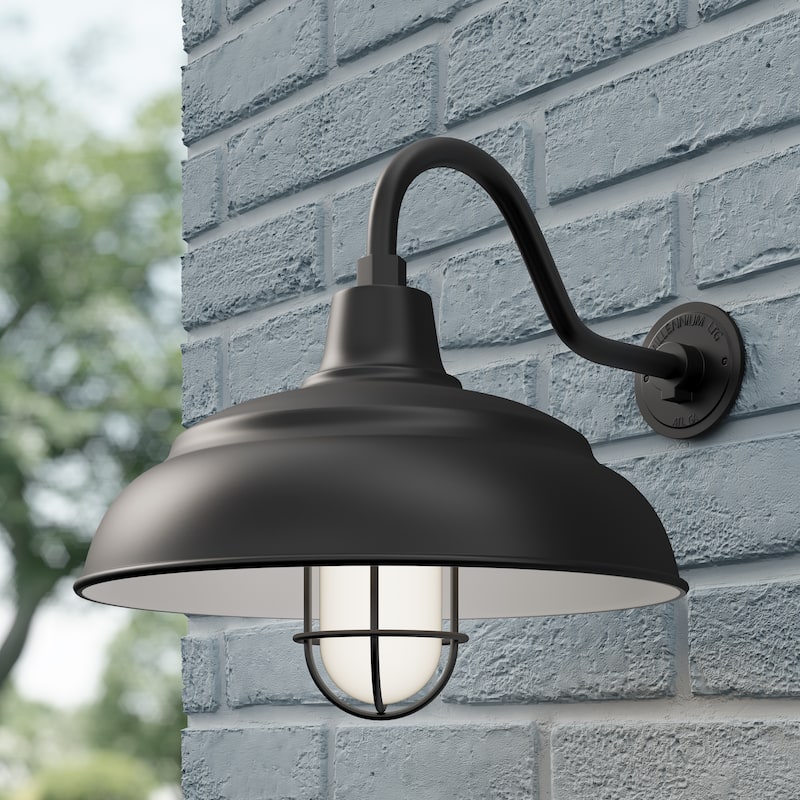 R Series 1-Light Aluminum Warehouse Shade Satin Black - Satin Black