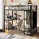 preview thumbnail 2 of 26, Metal Loft Bed with Full-length Guardrails, Built-in Wardrobe, Desk and Storage Shelves