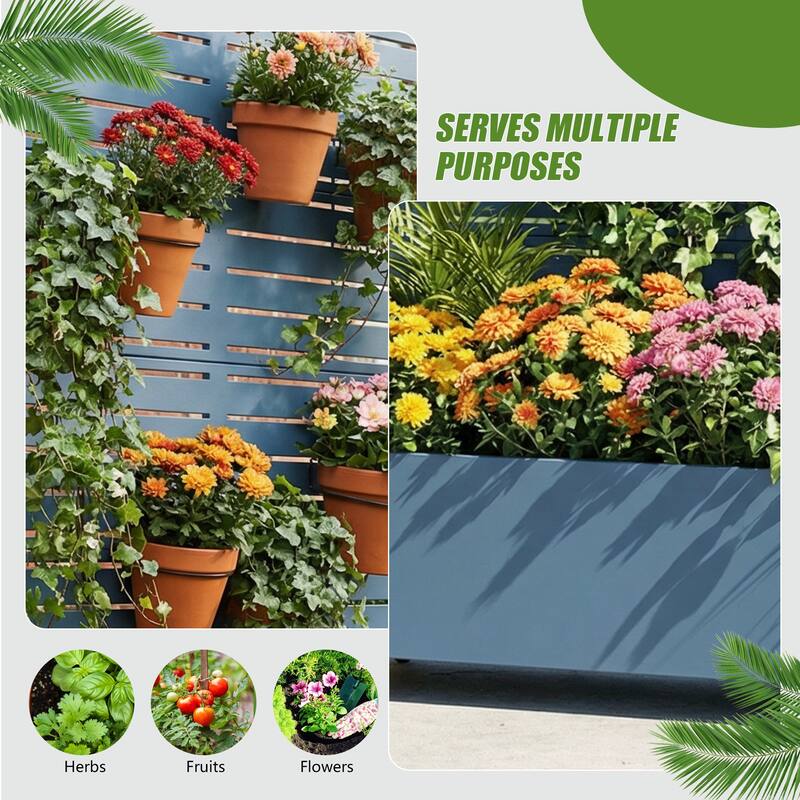 Raised Garden Bed Planter with Trellis Movable Planter Box with Lockable Wheels