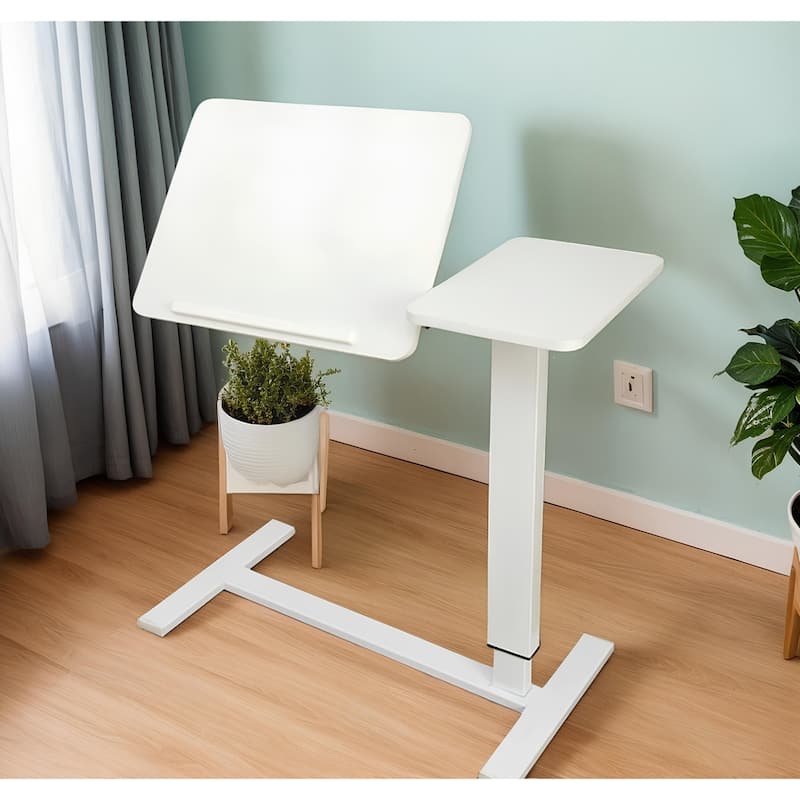 Mobile Rolling Overbed Table with Adjustable Tilting Laptop Tray