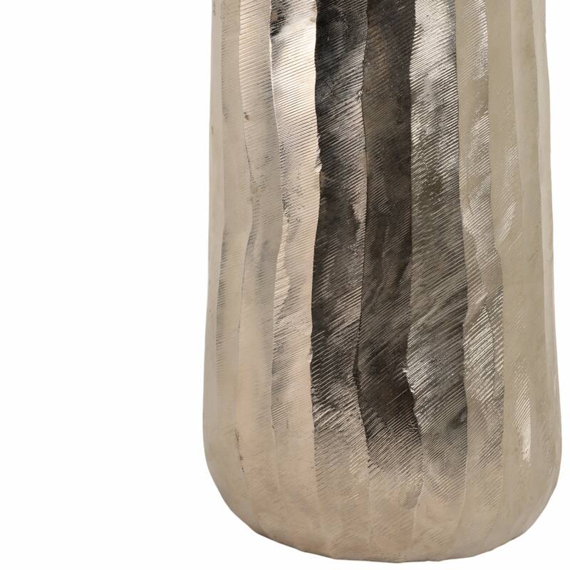 Sagebrook Rounded Etched Metal Floor Vase, Silver
