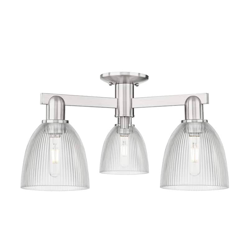 Innovations Lighting 716-3F-11-24 Castile Semi-Flush Castile 3 Light - Brushed Satin Nickel / Clear