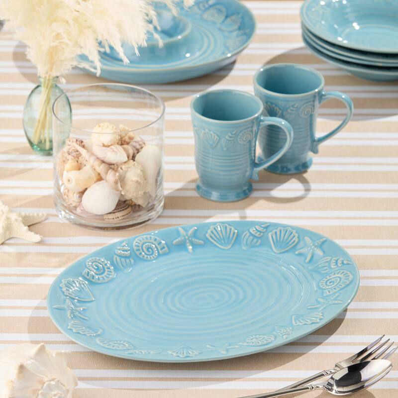 Certified International Coastline Blue Oval Platter 16" x 12" - 16.00"L x 12.00"W x 1.25"H