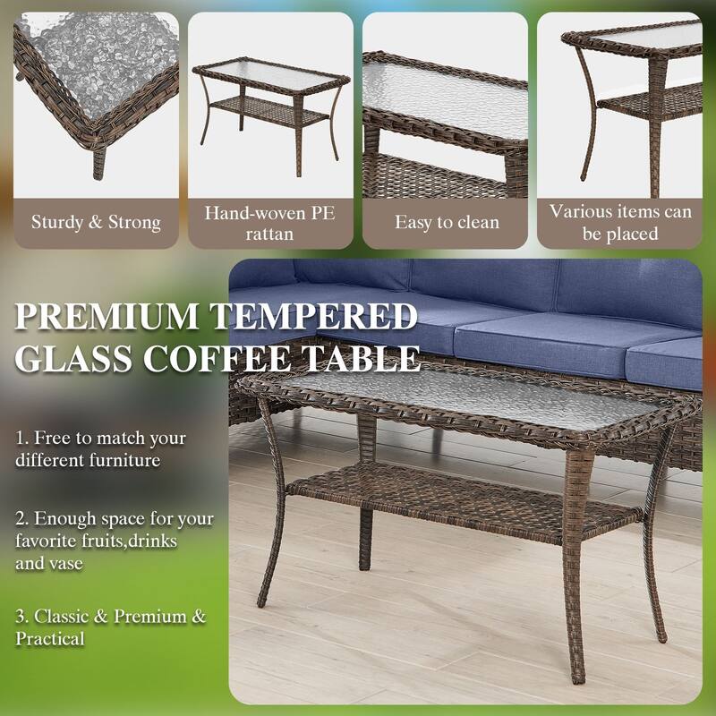 Outdoor Sectional Furniture Sofa Set with Coffee Table