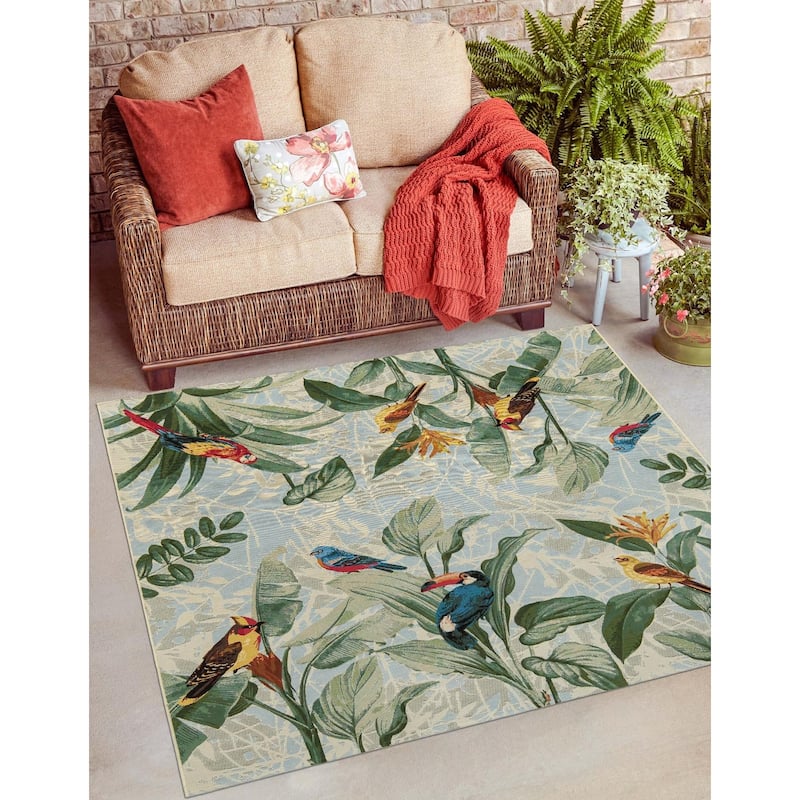 Outdoor Turgh Collection Area Rug - Multi - 5'3" Square