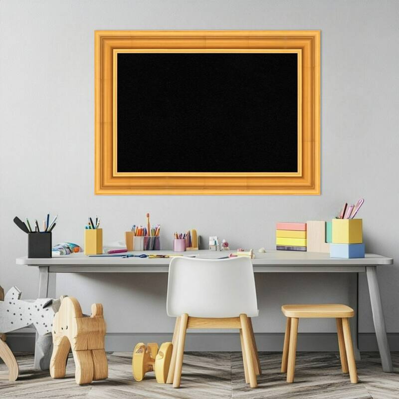 Sierra Gold Wood Framed Cork Board - Bulletin Board, Organization Board, Pin Board