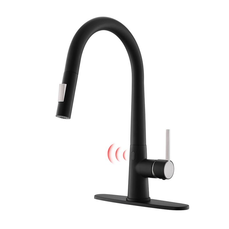 Touchless Kitchen Faucet with AC Adapter and Deck Plate