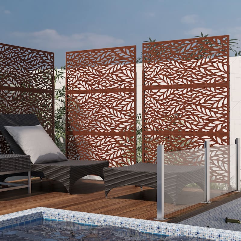 Outdoor Privacy Screen with Stand for Patio Garden Metal Fence