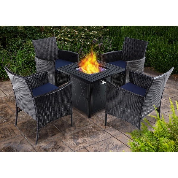 fire pit table with 4 chairs