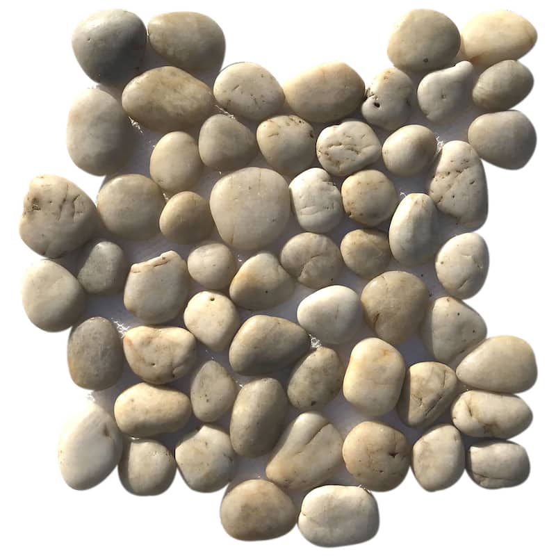 Khaki Natural Stone Pebble Mosaic Tile - 5 sheets (5.00 sf) - Beige