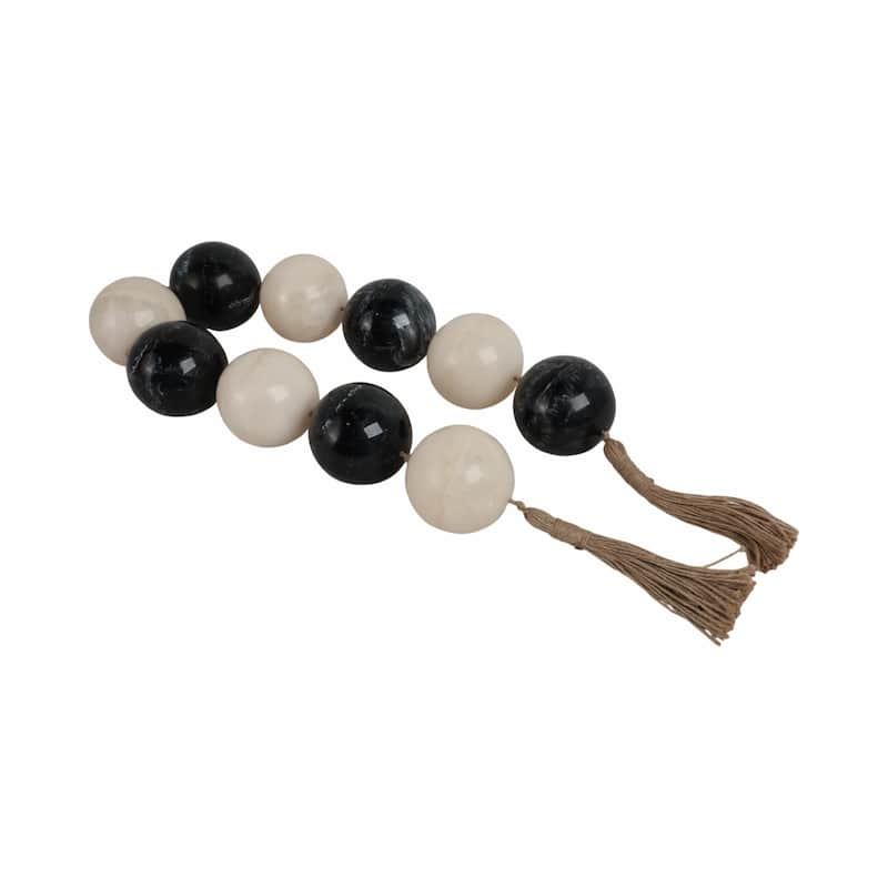 Decorative Bead Strand with Resin Spheres and Woven Jute Tassels - 46" x 3" x 3"