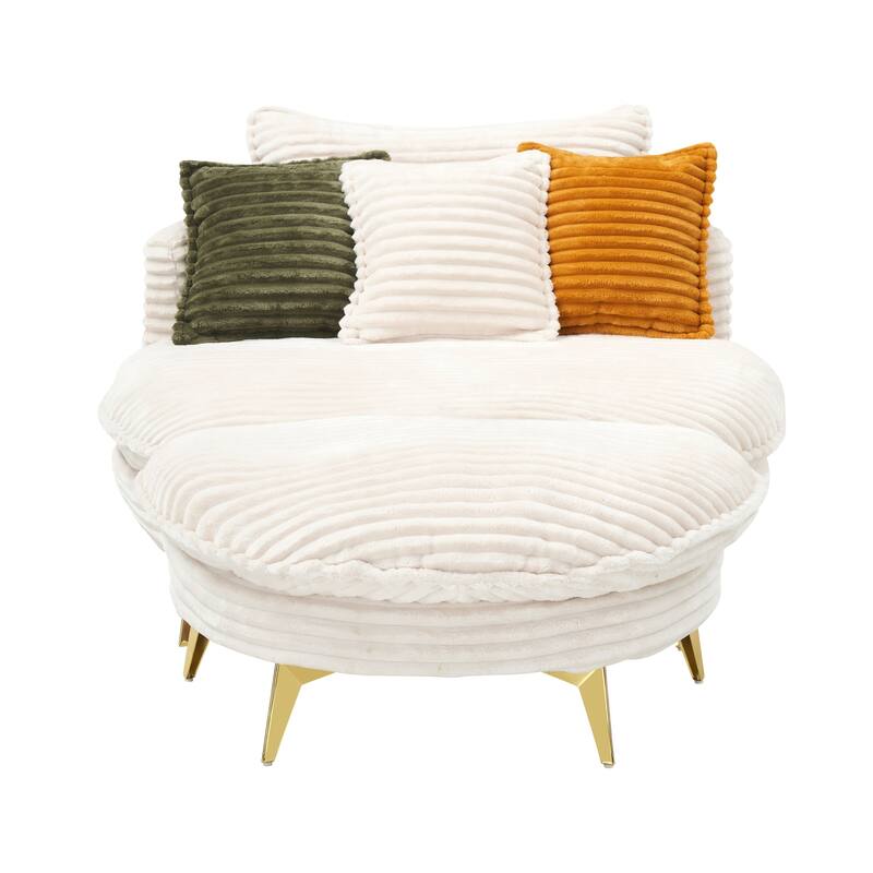 Comfortable Upholstered Armless Chair with Ottoman