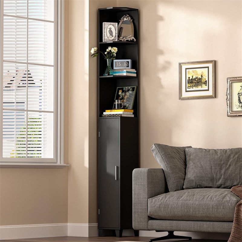 74.8" Tall Corner Cabinet with Door - Compact Storage