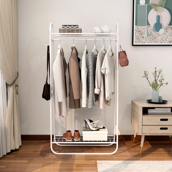 Garment Rack Double Rods Multi functional Bedroom Clothing Rack