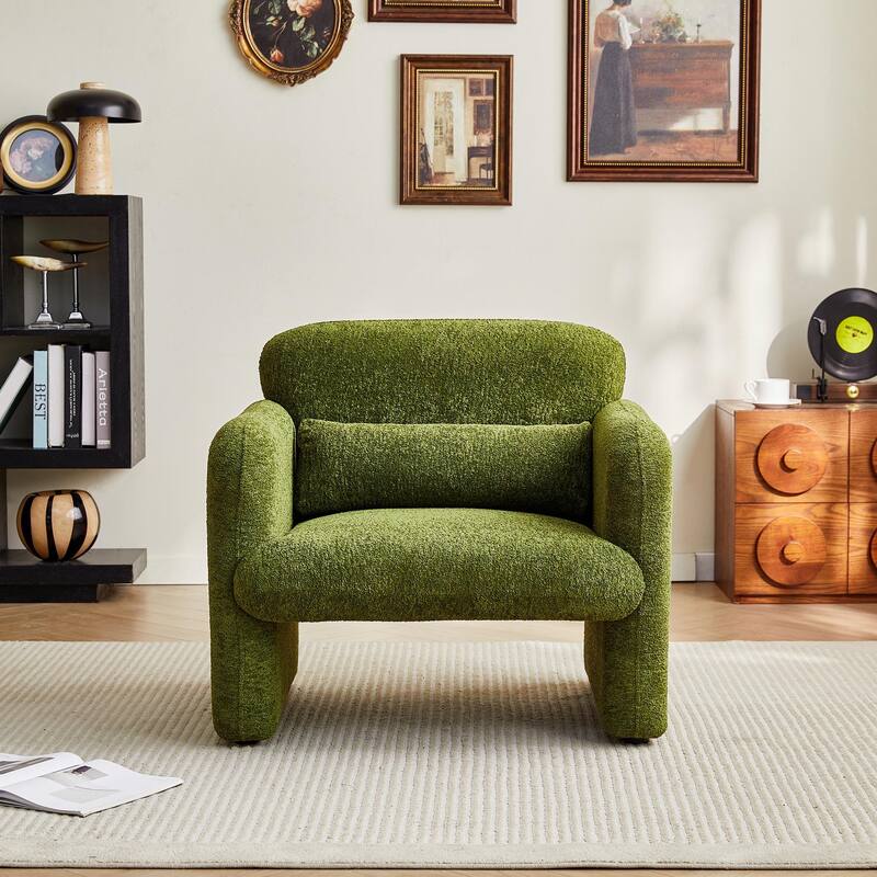 Accent Chair, Curved Back Single Armchair, Plush Upholstered