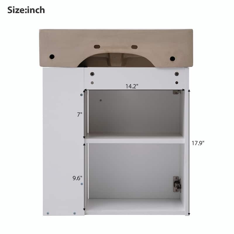 21.6-Inch Modern Floating Bathroom Vanity with Ceramic Basin