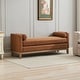 preview thumbnail 1 of 42, 66.34"W Elegant Upholstered Bench, Daybed, Ottoman with Wood Legs & 2 Bolster Pillows for End of Bed, Bedroom, Living Room Brown
