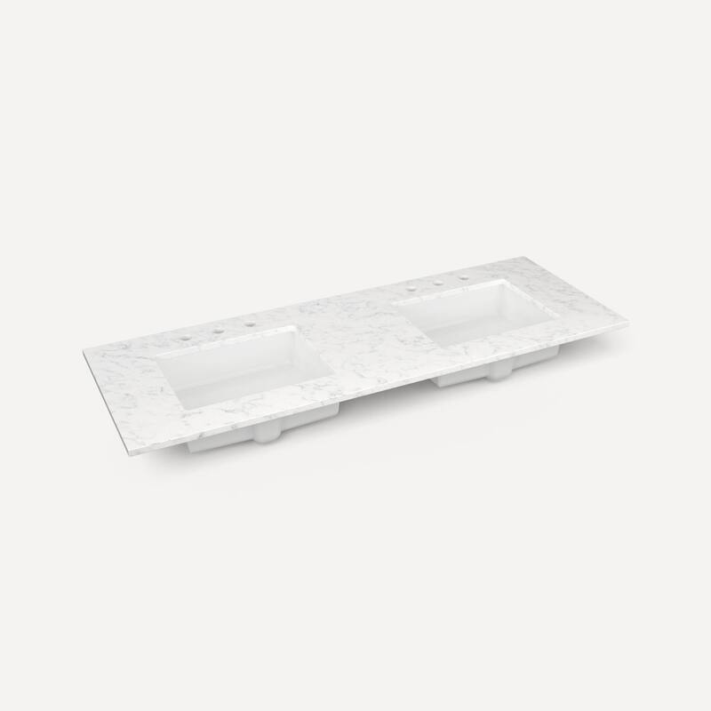Robern TB61UDO-8D2 61" Quartz Vanity Top for Widespread Faucet - Lyra