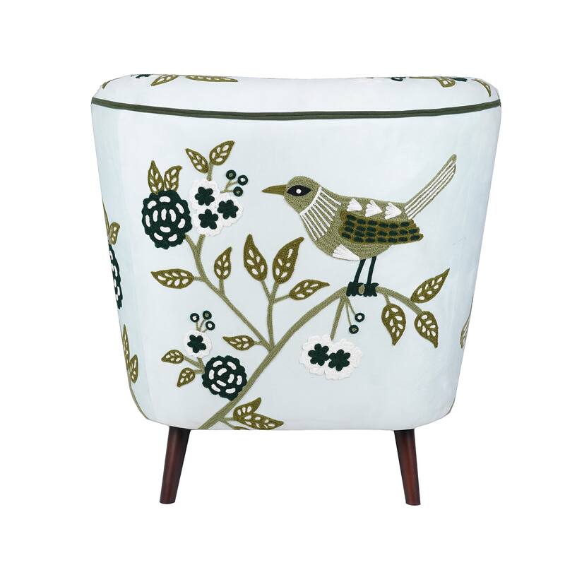 Nico Floral Embroidered Velvet Upholstered Accent Chair by Sevita - 30″ D x 32″ W x 33″ H