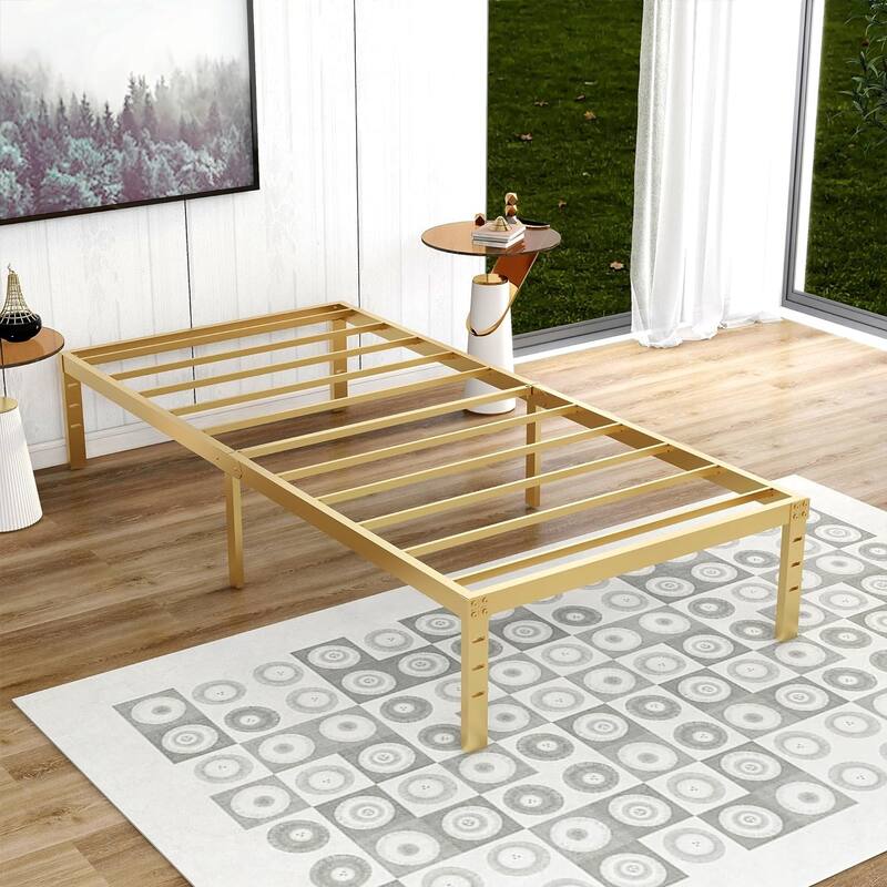 alazyhome 14 inch Metal Platform Bed Frame Steel Slat